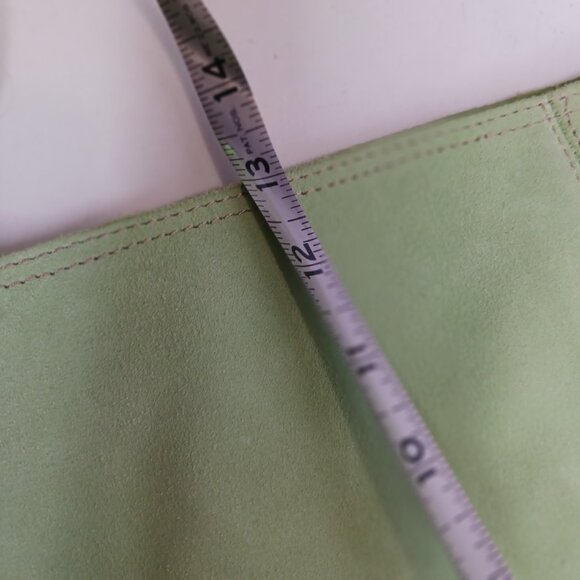 Vintage Express MCM Large Tote Light Green Suede Shoulder Bag - Picture 11 of 14